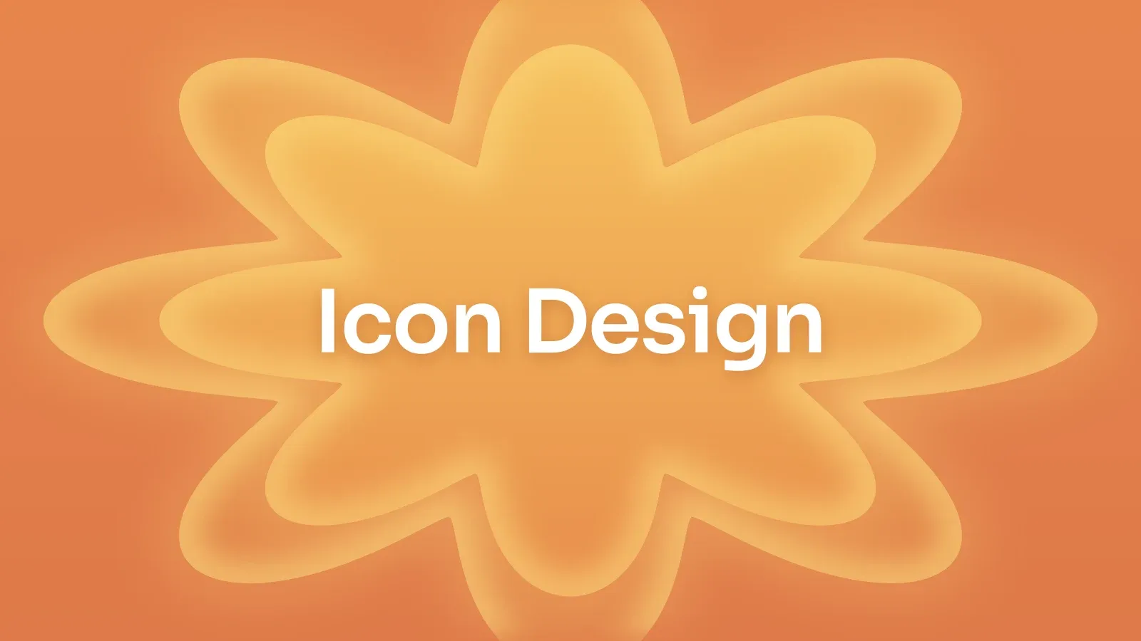 “Icon Design” on a tangerine gradient with a star of petals