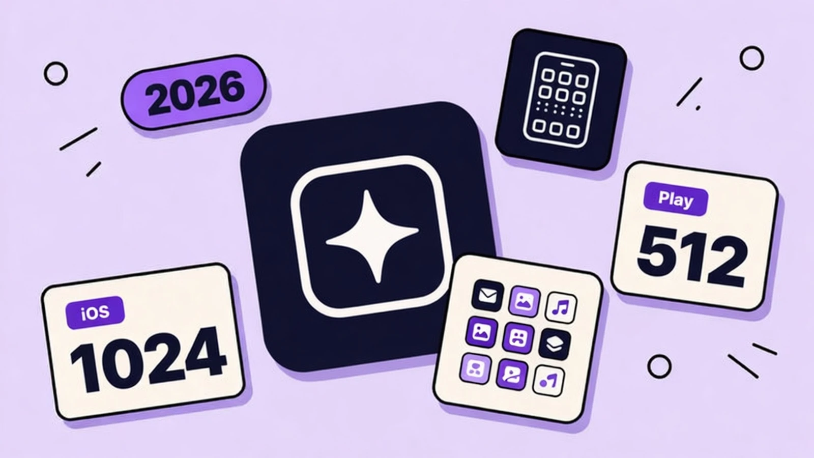 App Store and Google Play app icon size reference - 1024px iOS master and 512px Play listing