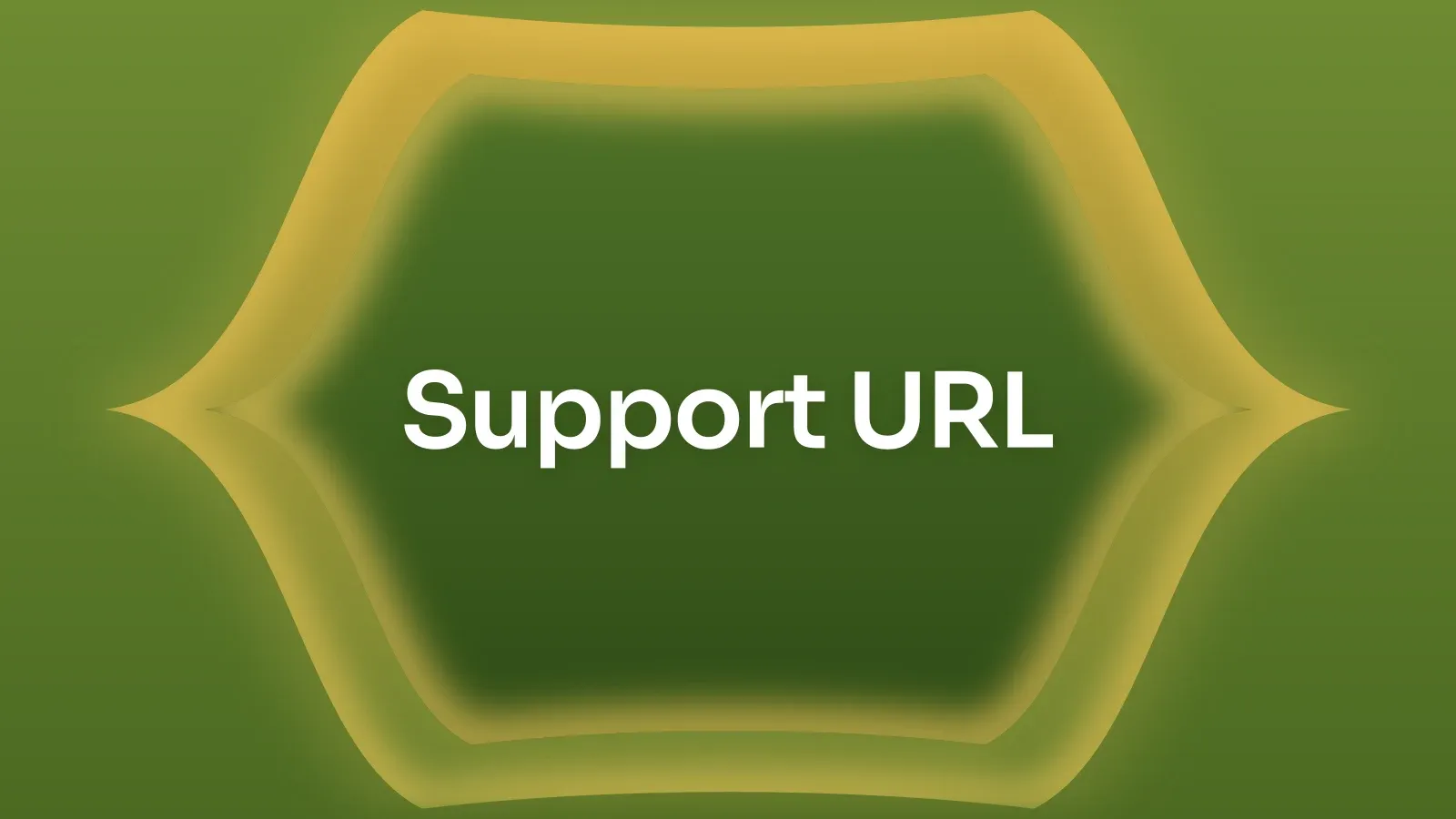 “Support URL” on a olive and gold gradient with a pointed lens