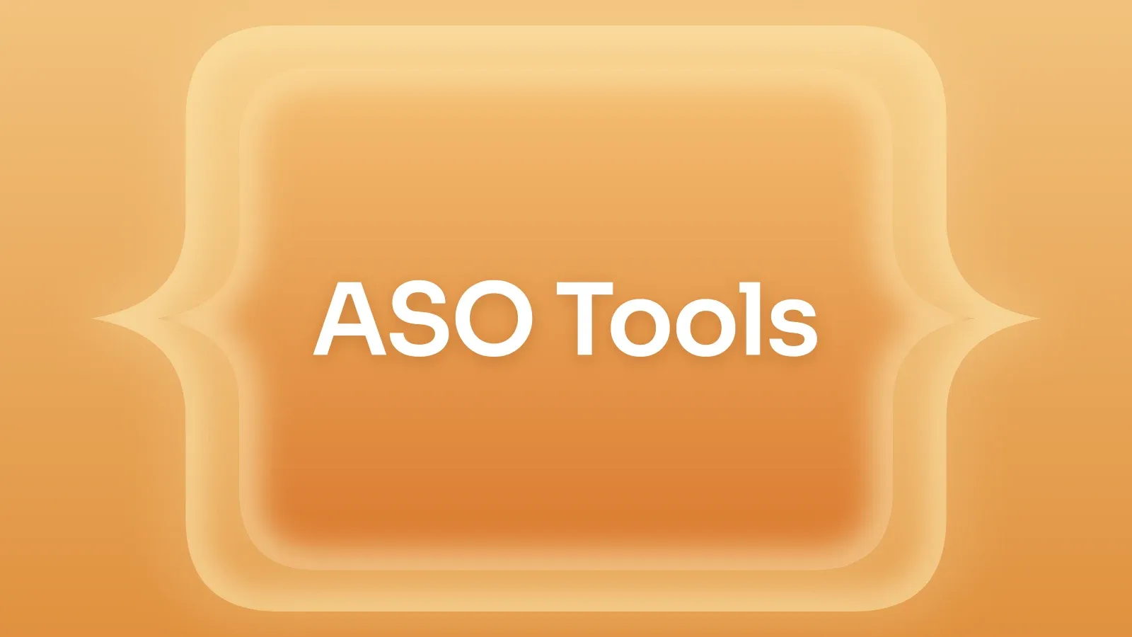 “ASO Tools” on a amber gradient with a cusped panel