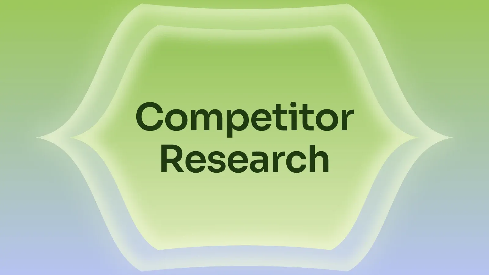 “Competitor Research” on a lime and periwinkle gradient with a pointed lens