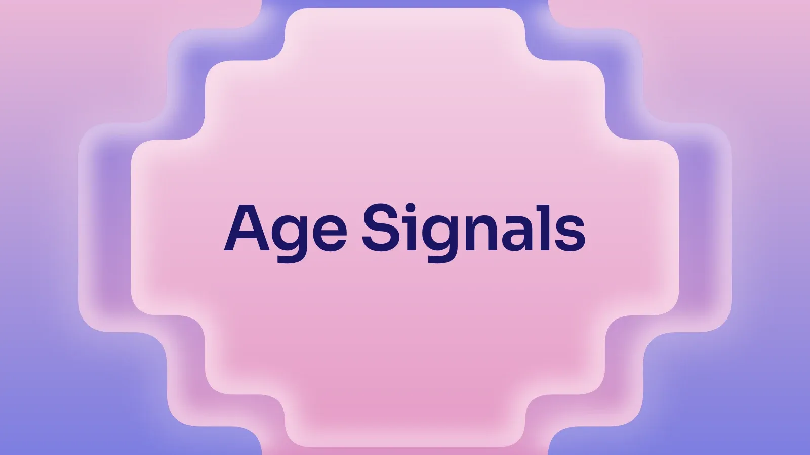 “Age Signals” on a pink and periwinkle gradient with a stepped cross