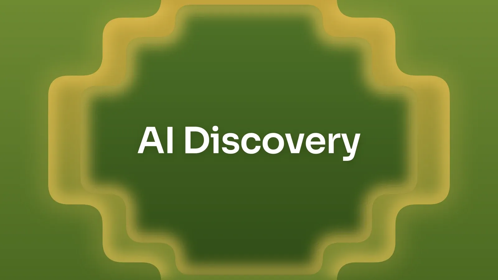 “AI Discovery” on a olive and gold gradient with a stepped cross