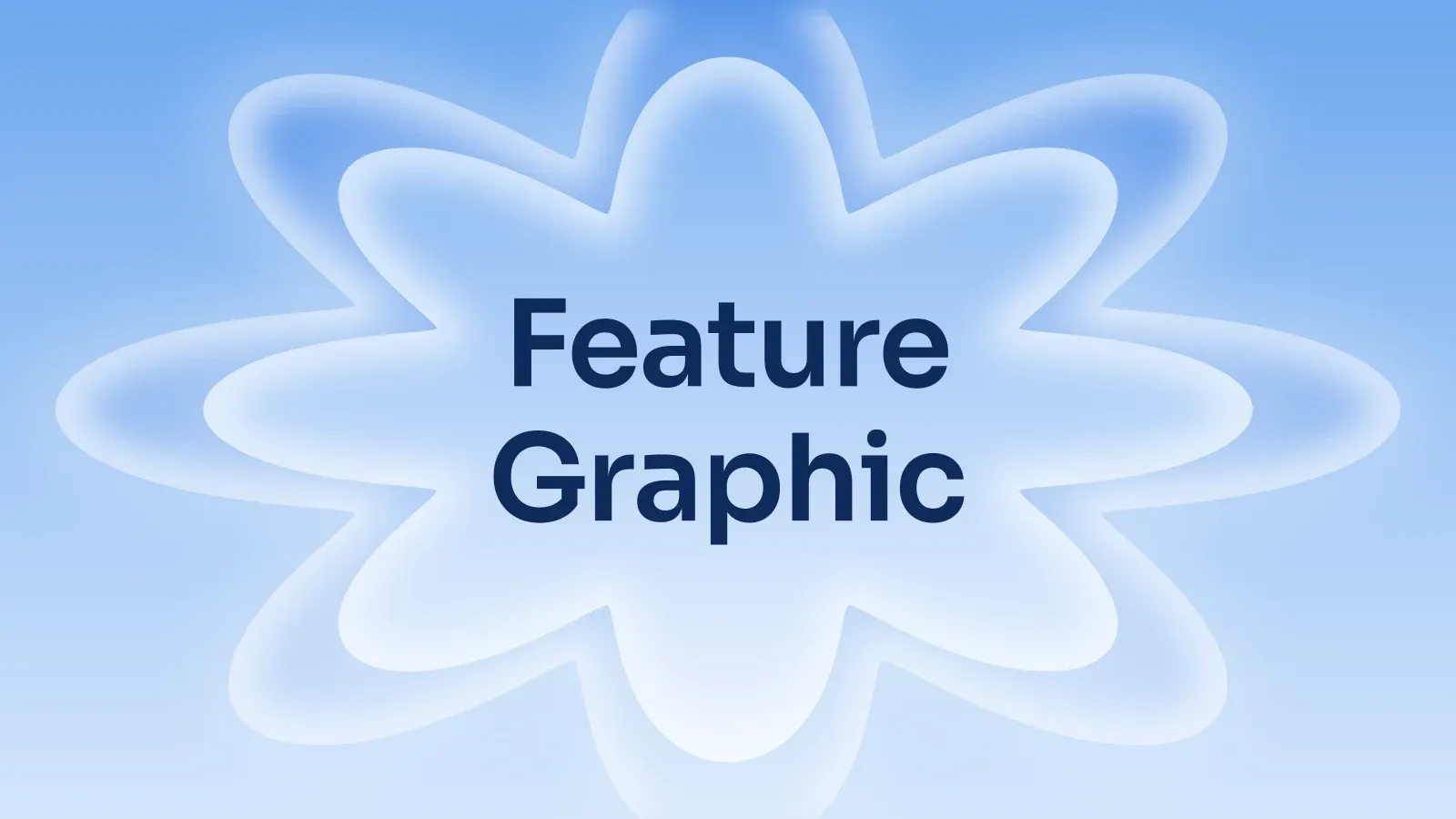“Feature Graphic” on a sky blue gradient with a star of petals